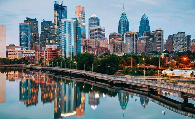 view of Philadelphia at dusk