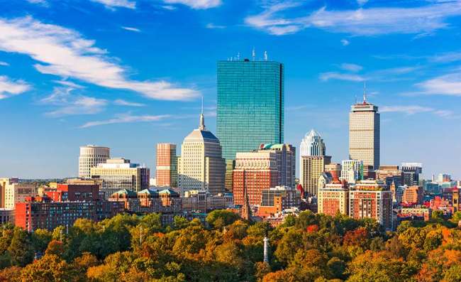 view of Boston on an autumn day