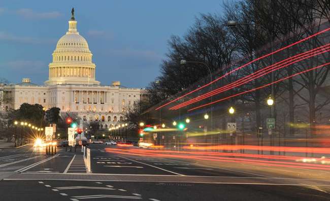 US Capitol building night view in Washington, DC