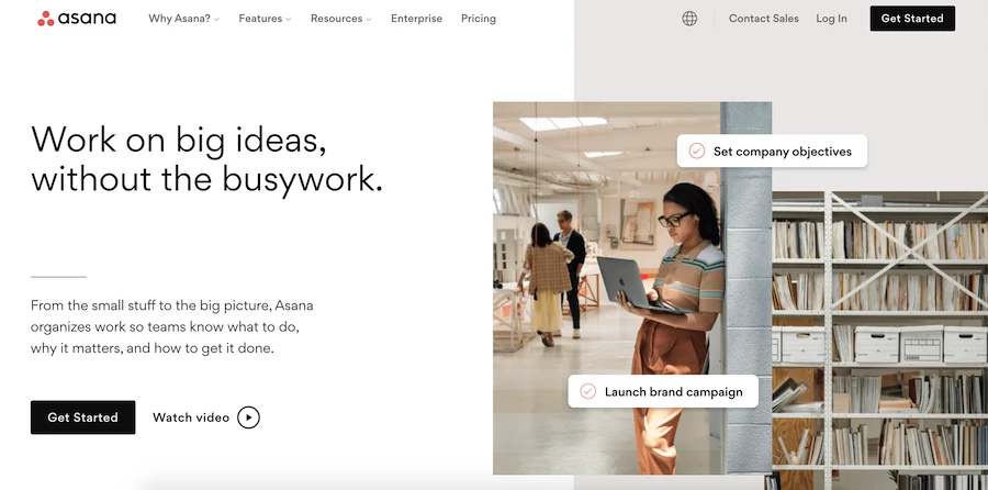 Asana b2b website design