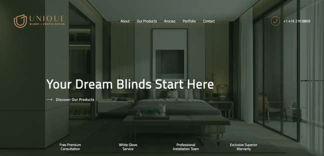 Unique Blinds website design