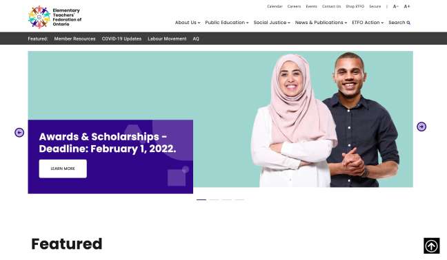 ETFO website design