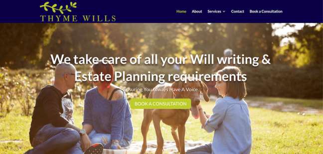 Thyme Wills best legal website designs