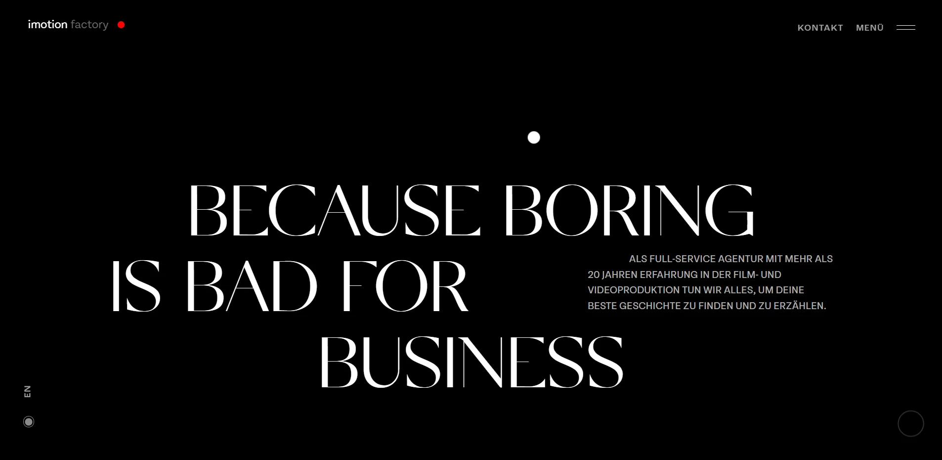 Imotion Factory dark-themed website designs dark themed websites