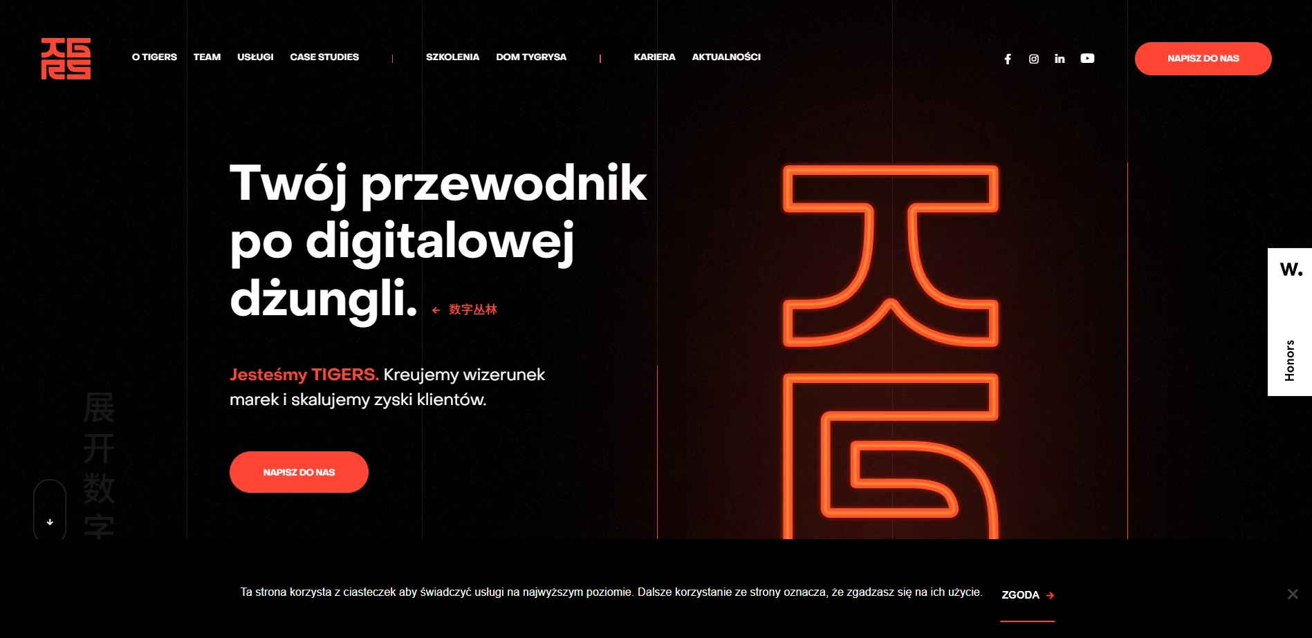 Tigers dark-themed website design Best Dark Theme Website Designs