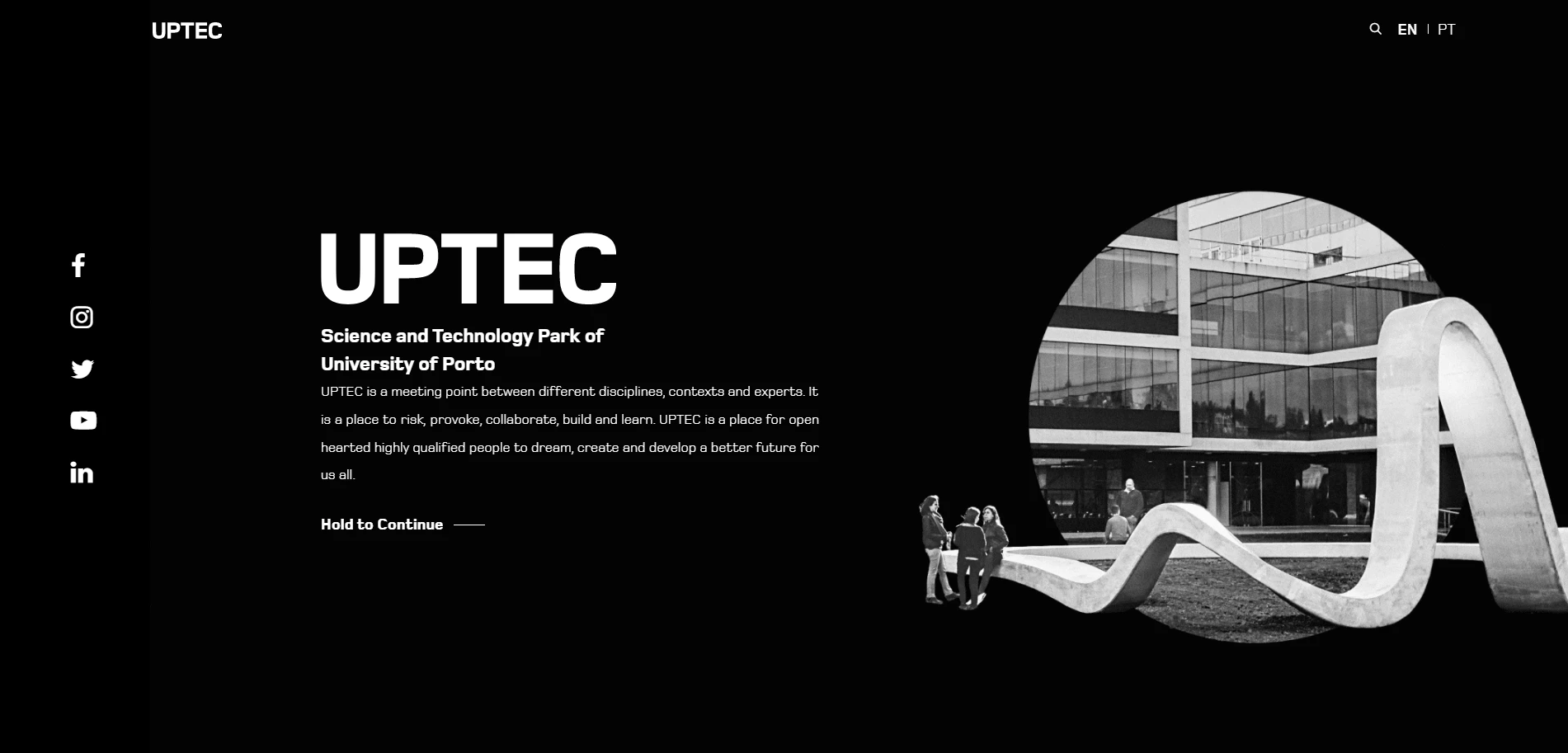 Uptec dark-themed website design website with black background