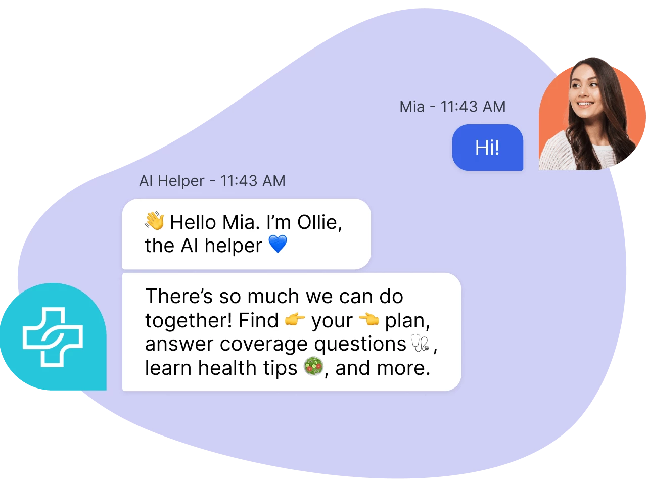 Chatbot conversation with a woman.