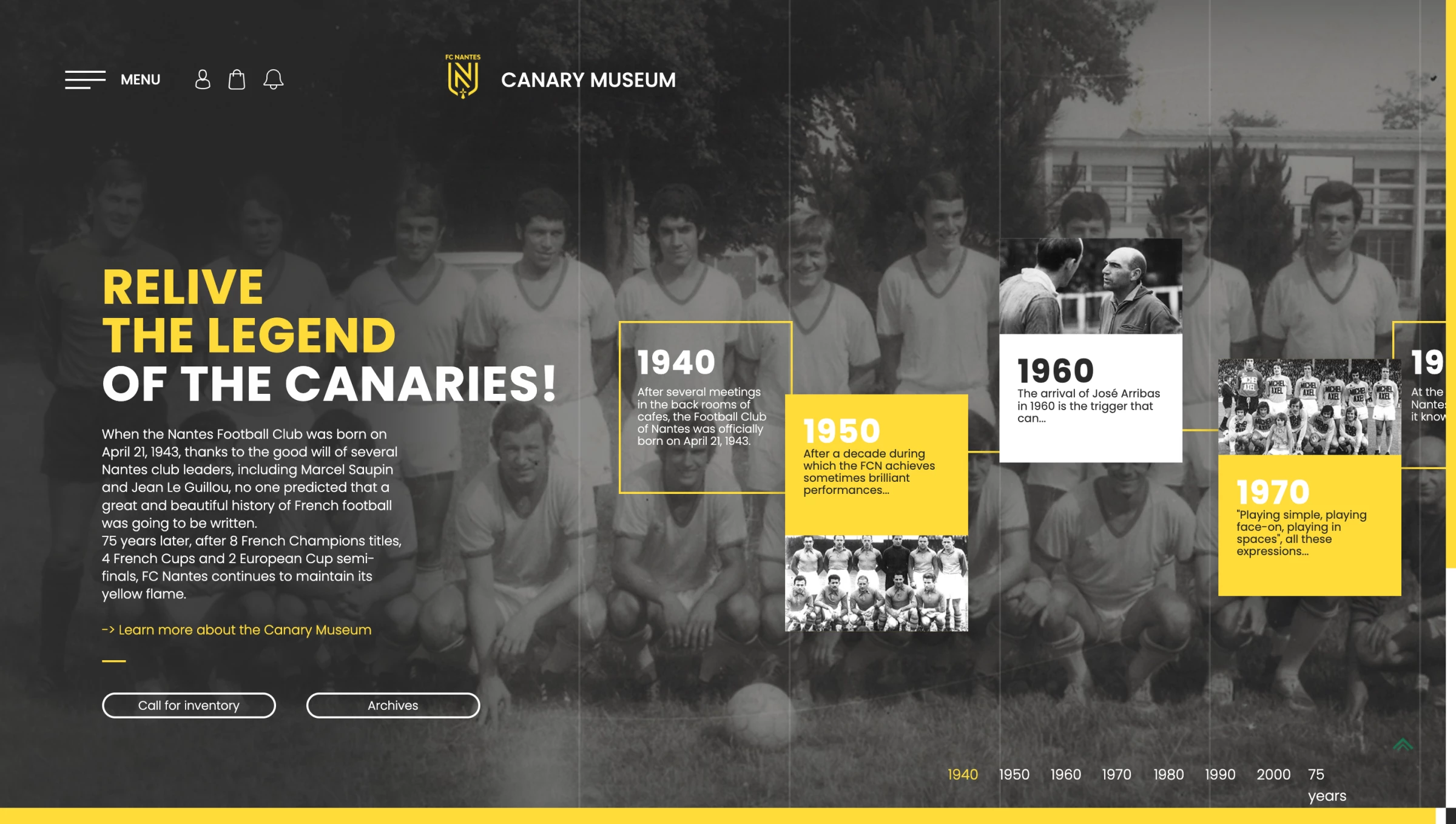 FC Nantes by LATELIER FC Nantes Horizontal Scrolling Website