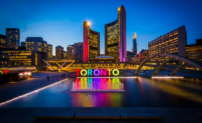 View of Nathan Phillips Square at night