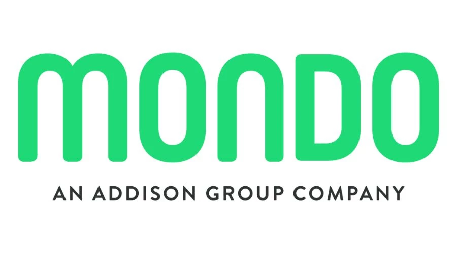 Mondo's green logo in a white background