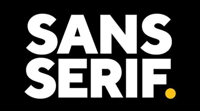 Sans Serif logo on a black background