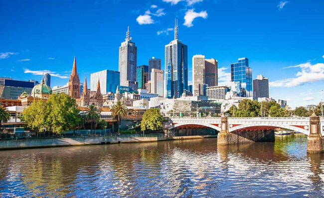 Melbourne skyline looking towards Flinders Street Station