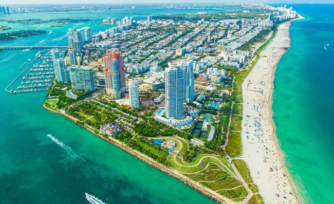 aerial view of Miami