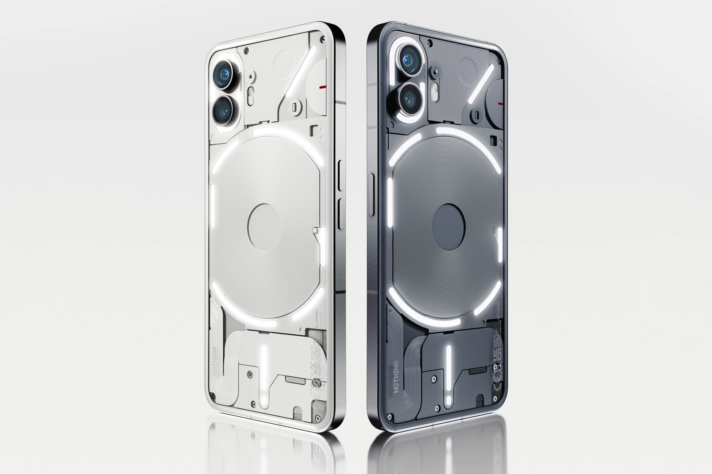 Nothing Phone 2 in white and black