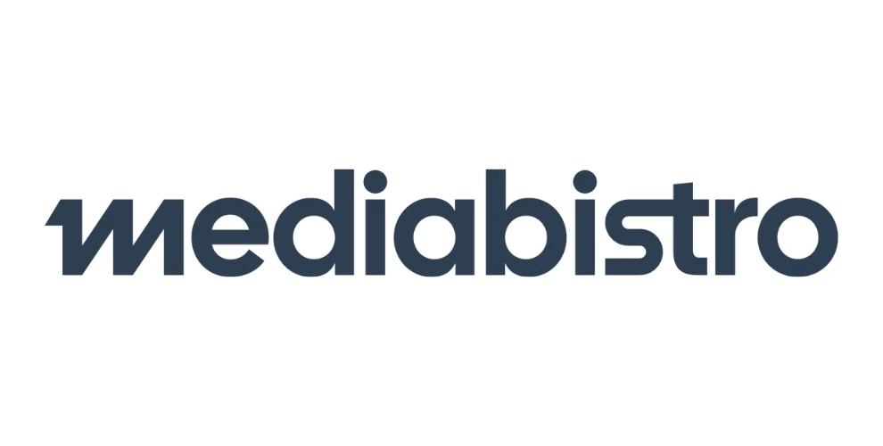 The logo of Mediabistro on a white background