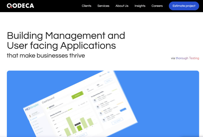 Website Overview of Qodeca agency