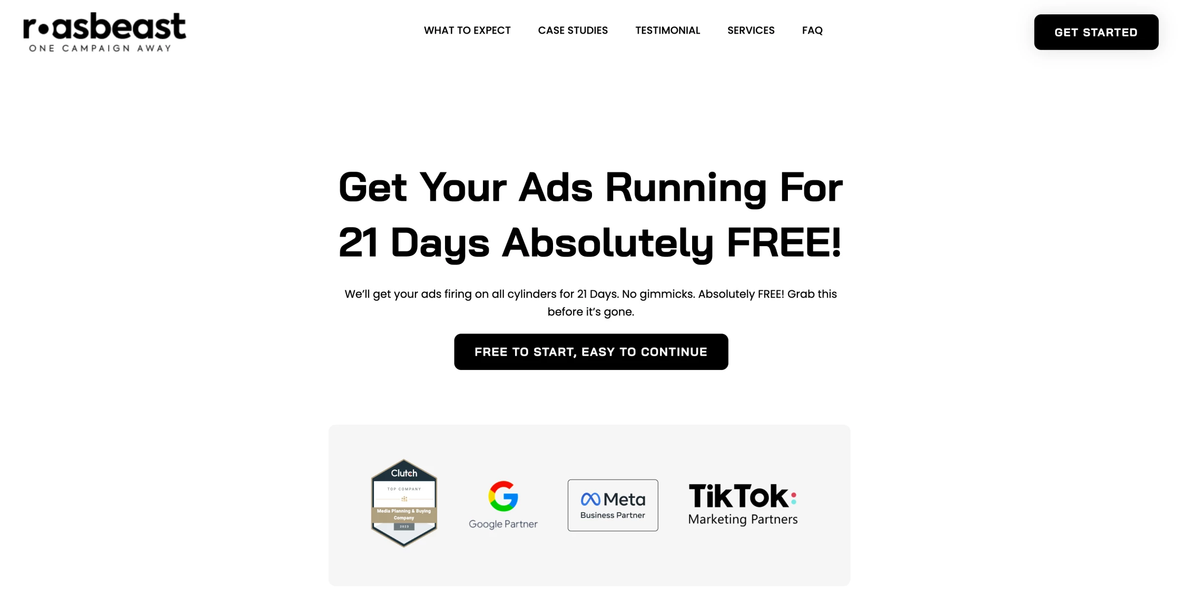 Website Overview of Roasbeast Agency