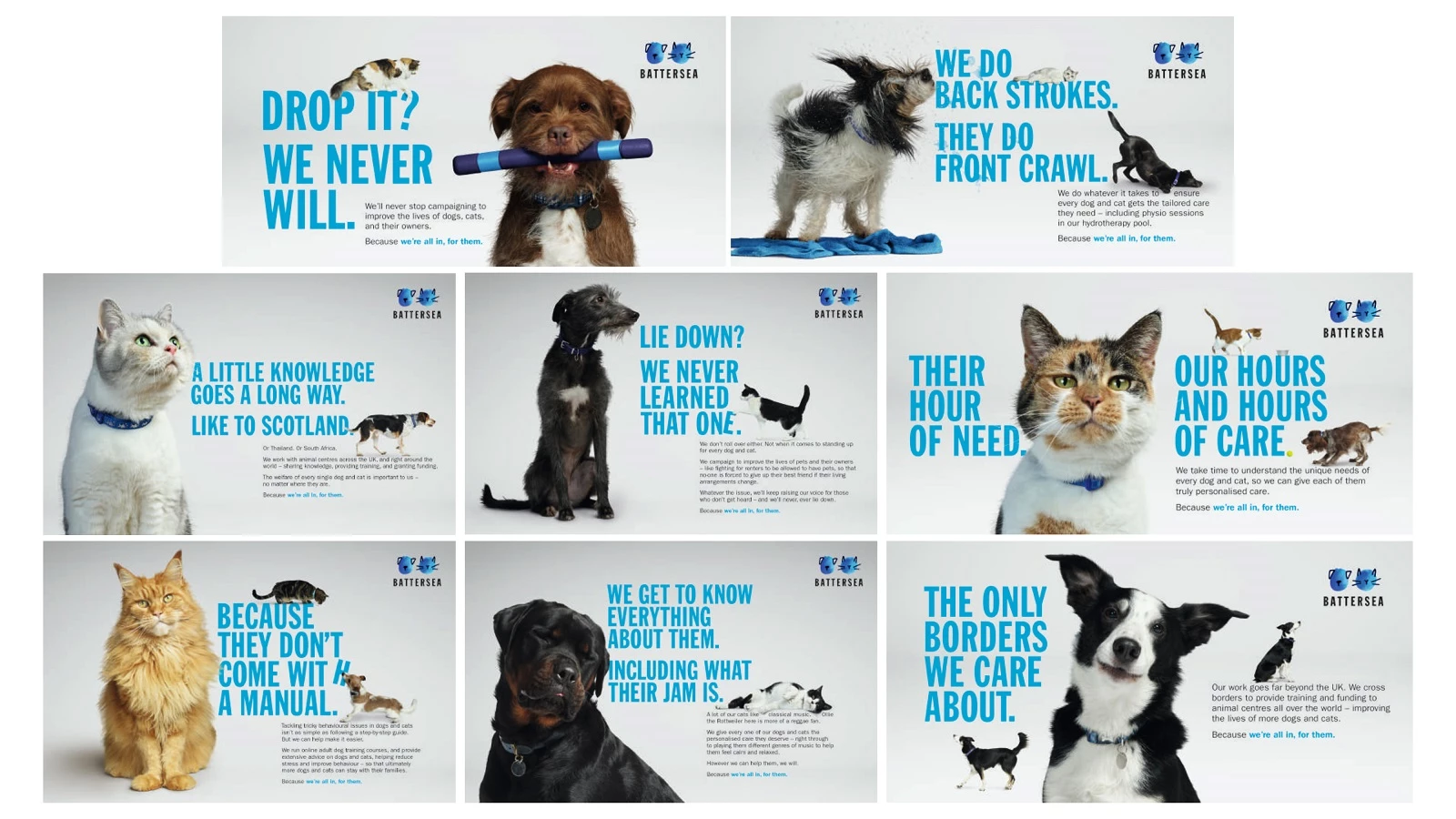 The "We're All In, For Them" campaign includes OOH ads in eight unique designs. 