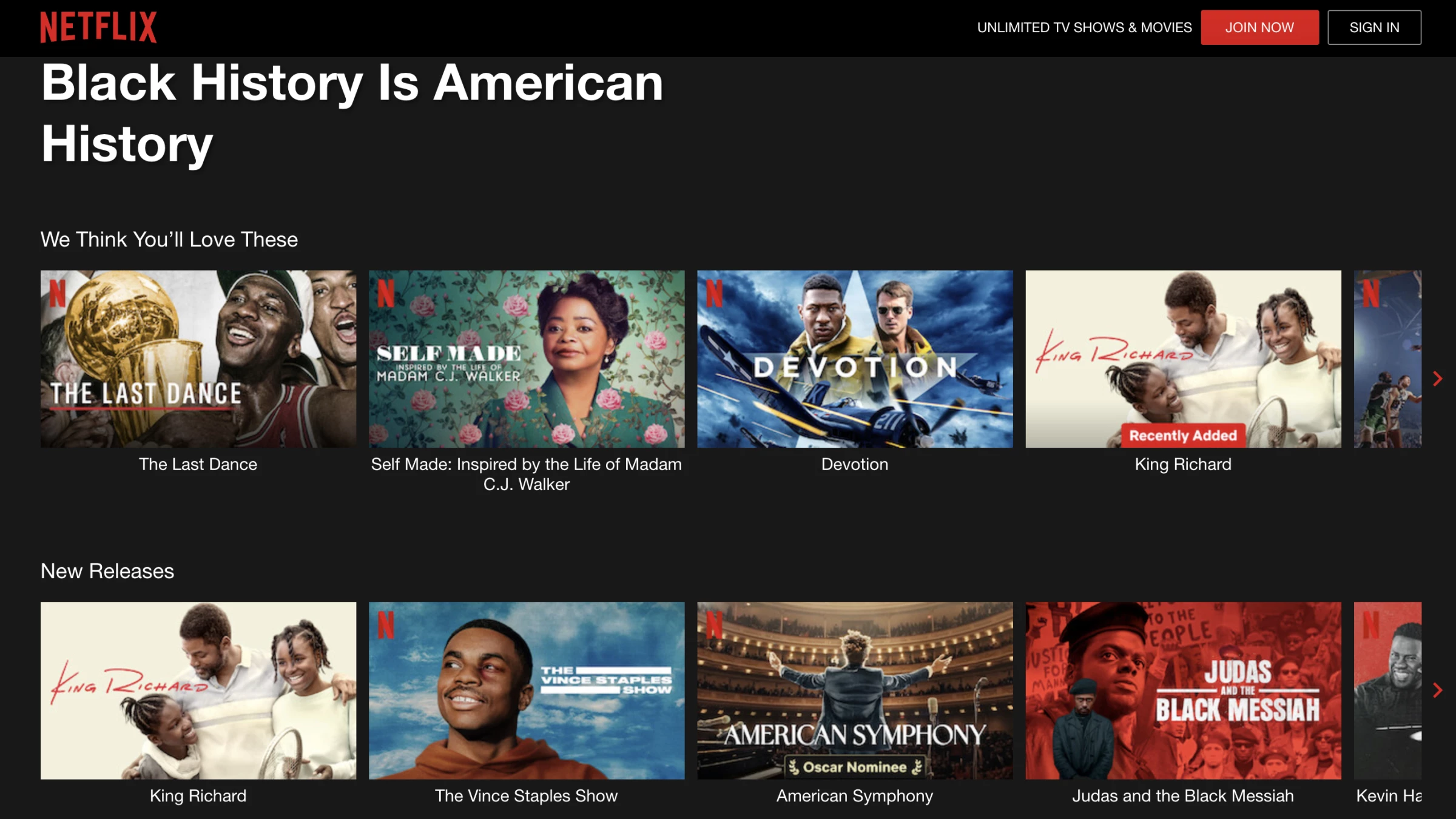 Netflix celebrates Black History Month with a curated collection.