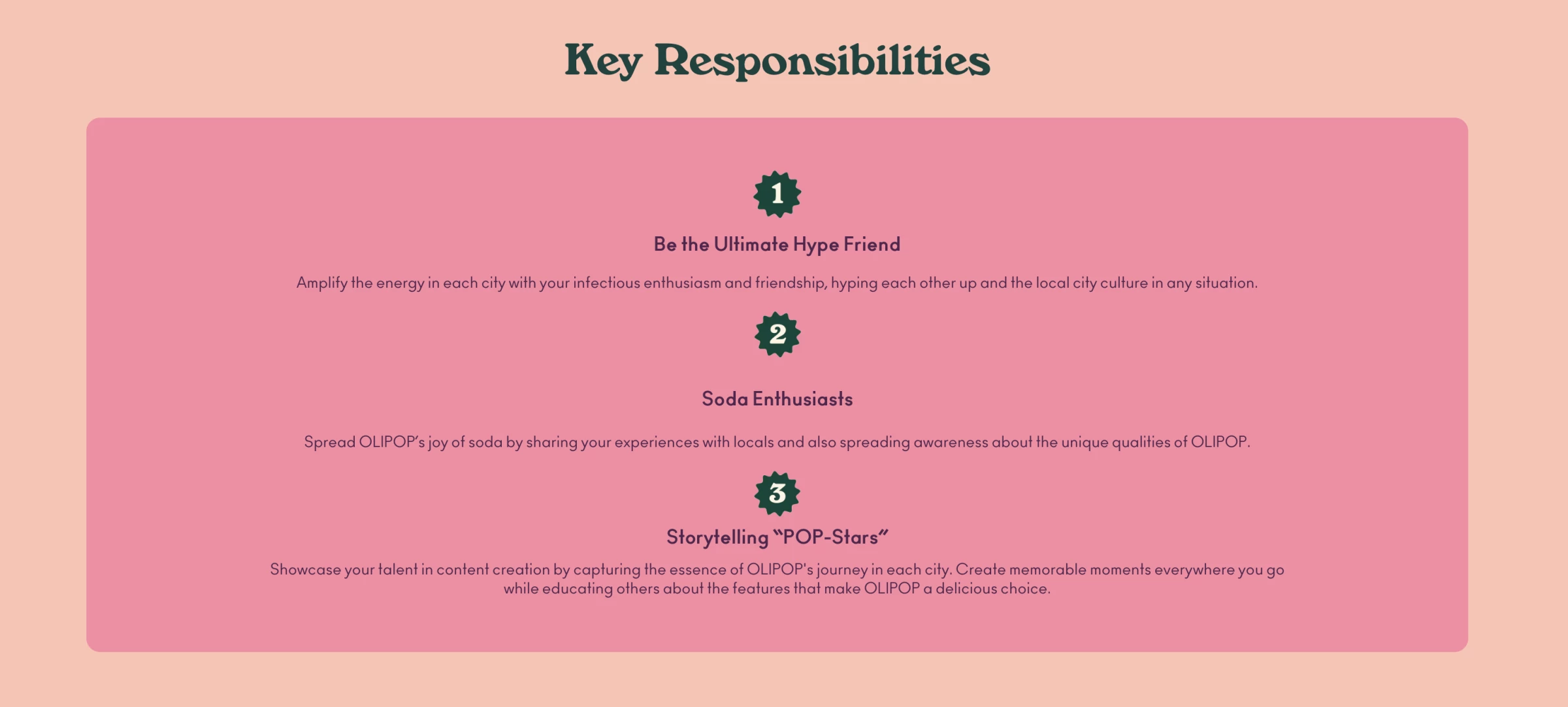 Key responsibilities of an Olipop Senior Soda Consultant