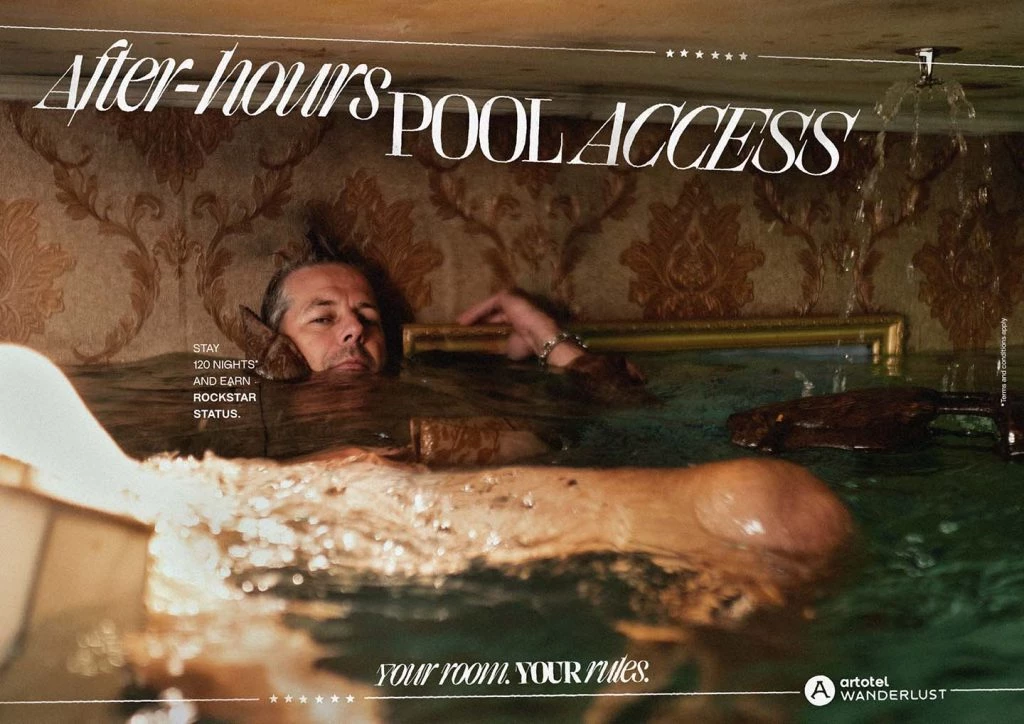 A digital print ad shows one of the perks of achieving Rockstar Status at Artotel Wanderlust.
