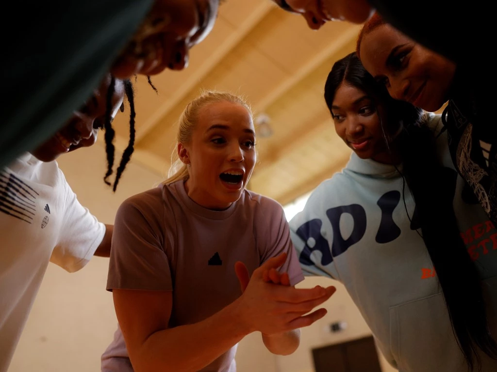 Hailey Van Lith filming for Adidas' 'You Got This' commercial.