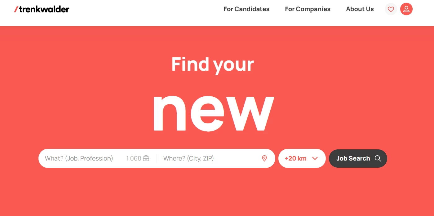 Trenkwalder Website Homepage