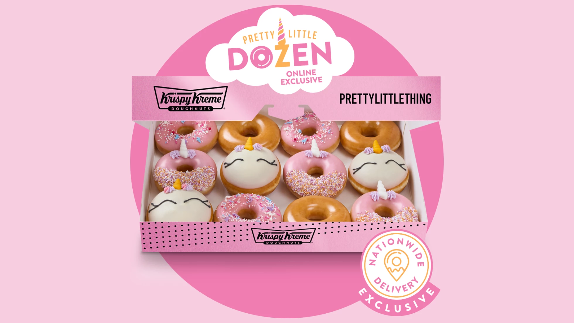Krispy Kreme x PrettyLittle Thing promotional image sourced from the Krispy Kreme website