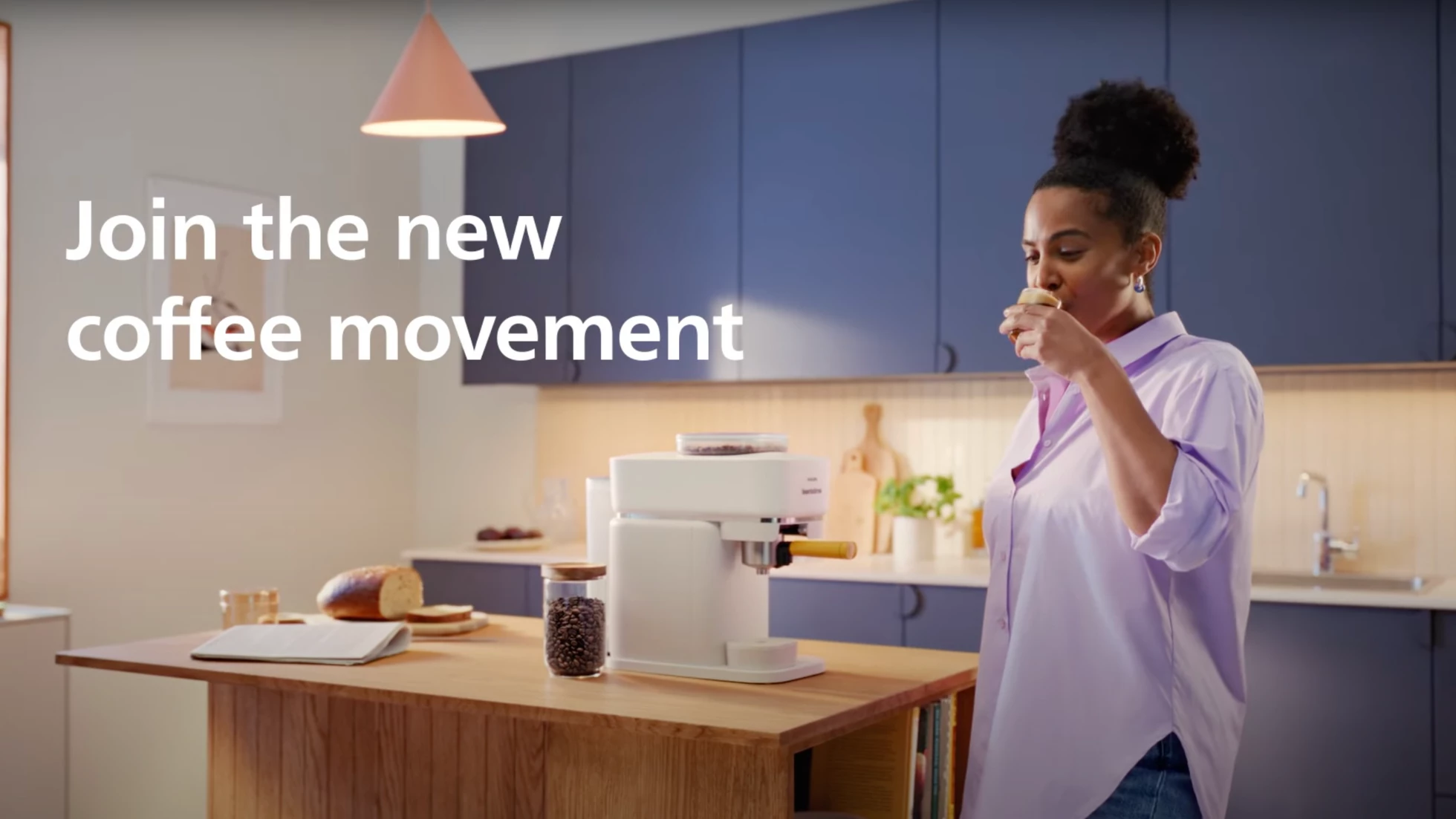 Still taken from the Philips 'Join the New Coffee Movement' campaign video
