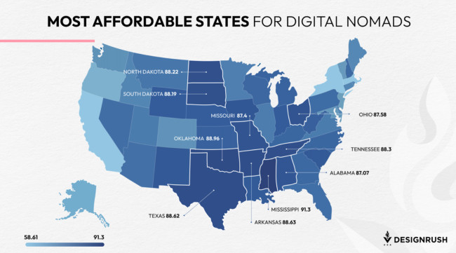 U.S. Map U.S. Map of Most Affordable States