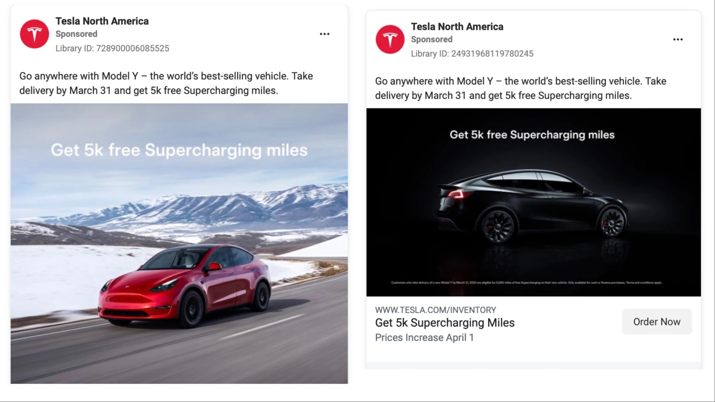 Tesla buys Facebook ads for the first time.