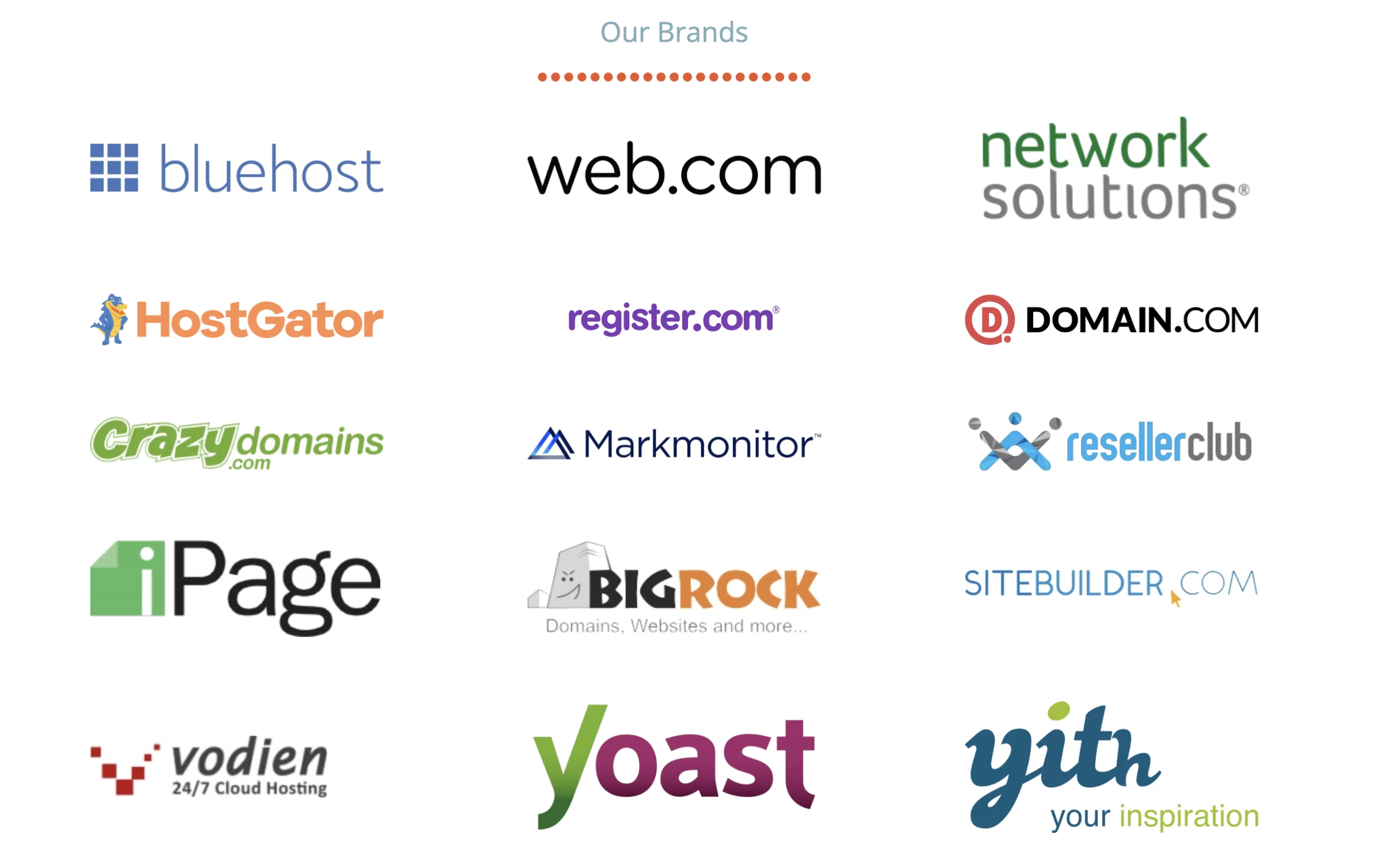 Brands that fall under Newfold Digital sourced from the Newfold Digital website