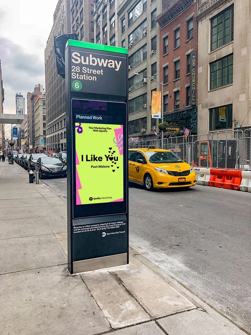 One of "Your Marketing Plan With Spotify" billboards in New York touts Post Malons' "I Like You."