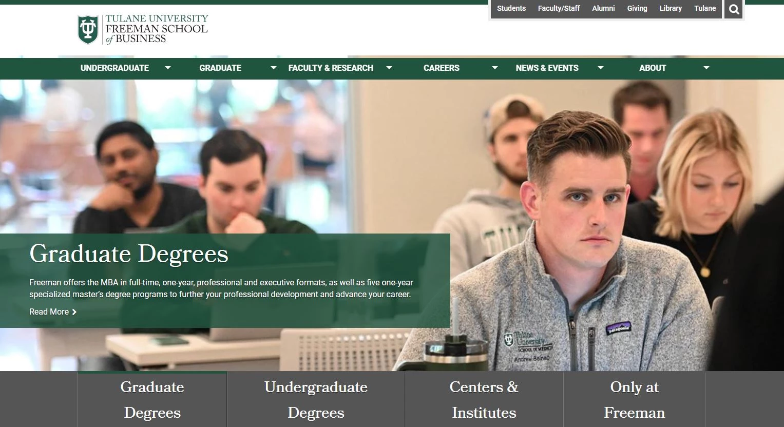 best-marketing-schools-Tulane-University Tulane University website
