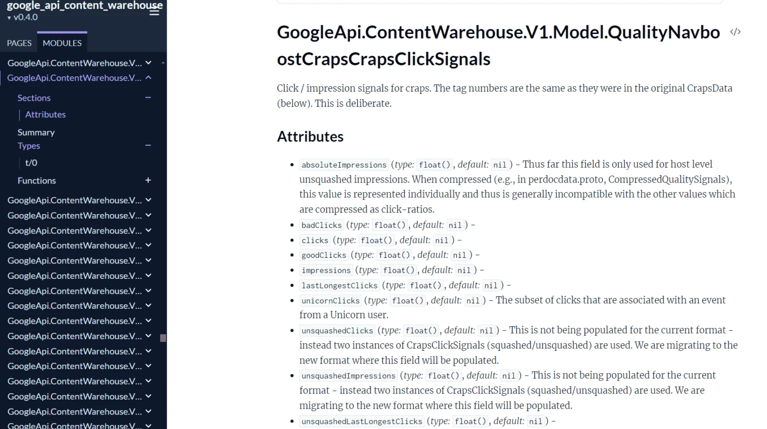 One of the Leaked Google API Modules One of the leaked Google API modules about Navboost.