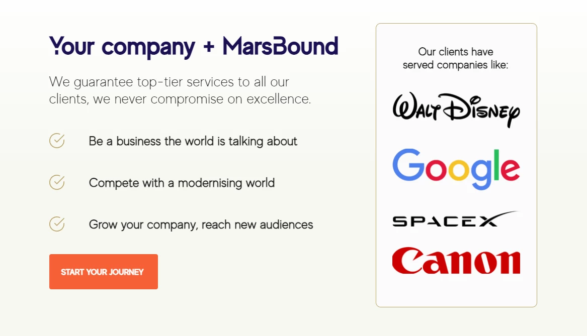 MarsBound's Promise to Clients MarsBound promises to help businesses grow their brands with AI.