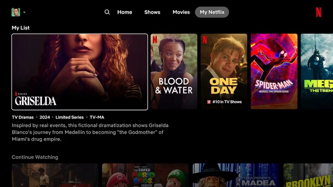 An image of Netflix's new homepage