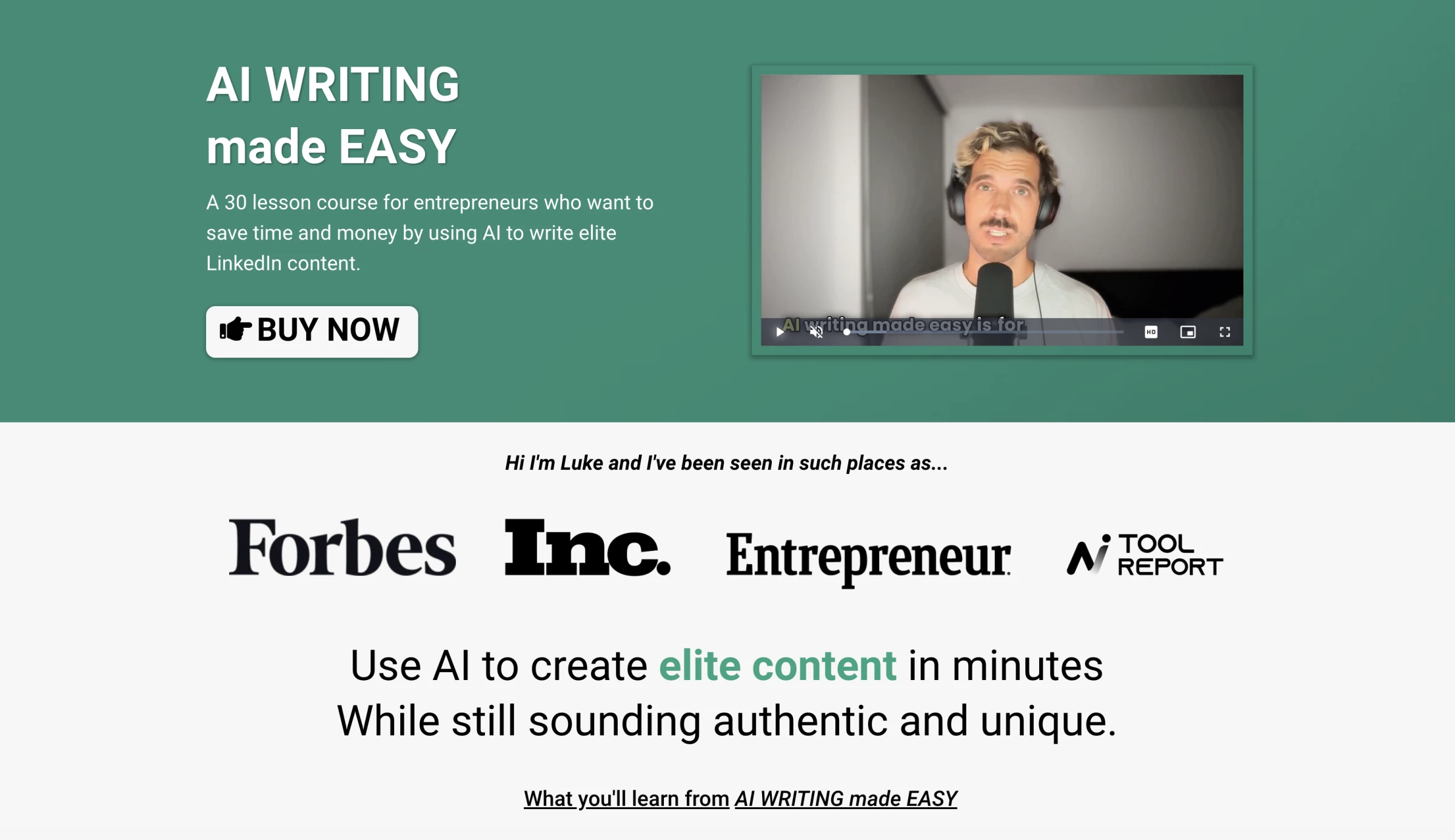 Screenshot of Luke Mathhews' website landing page | source: https://wizardofoddmarketing.com/course