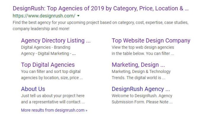 DesignRush SEO Homepage Title Tag Google