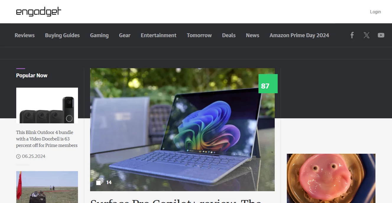 Engadget tech site review