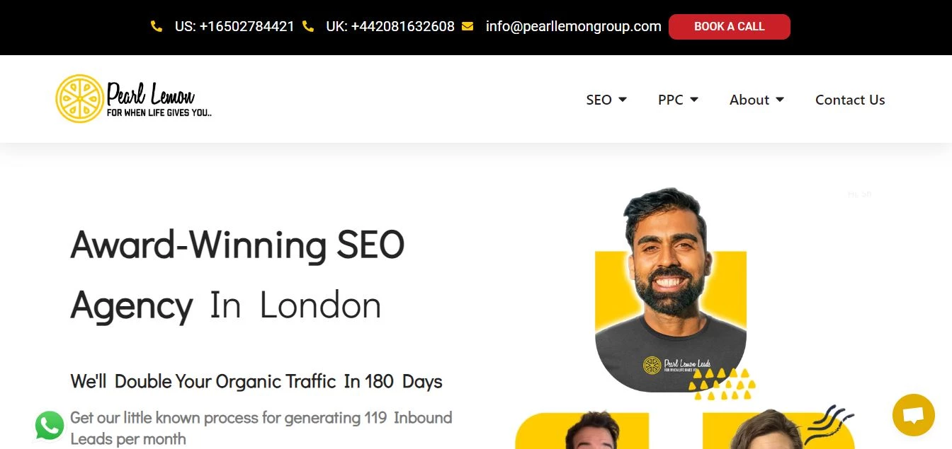 Content selling agency Pearl Lemon’s website homepage Content selling agency Pearl Lemon’s website homepage