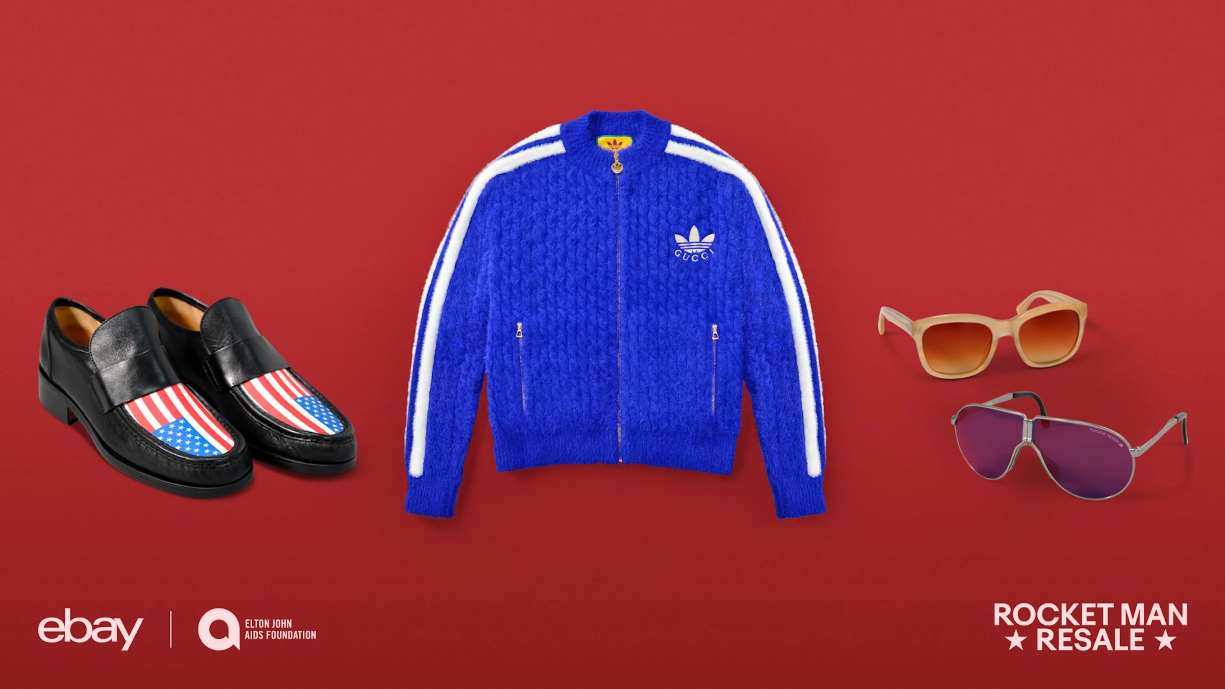 Here are some samples of iconic pieces from Sir Elton John's 'Rocket Man Resale' on eBay.