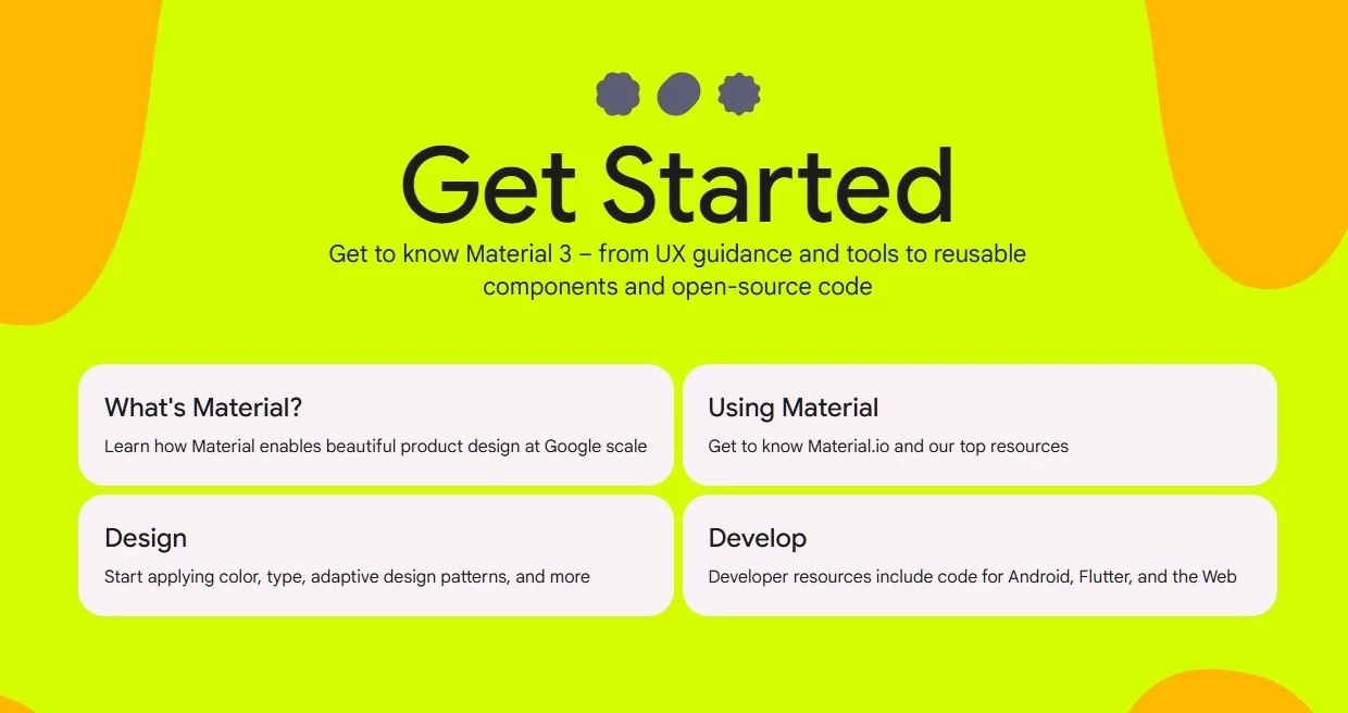 Material Design's get started page for UI patterns Material Design's get started page for UI patterns