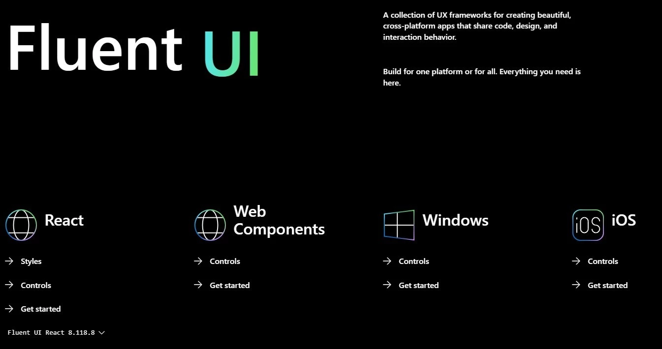 A list of some Fluent UI frameworks