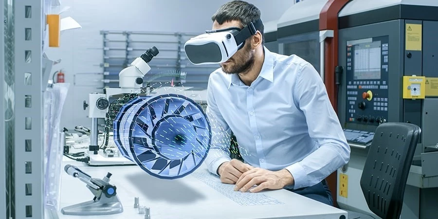 Man using VR headset while seated