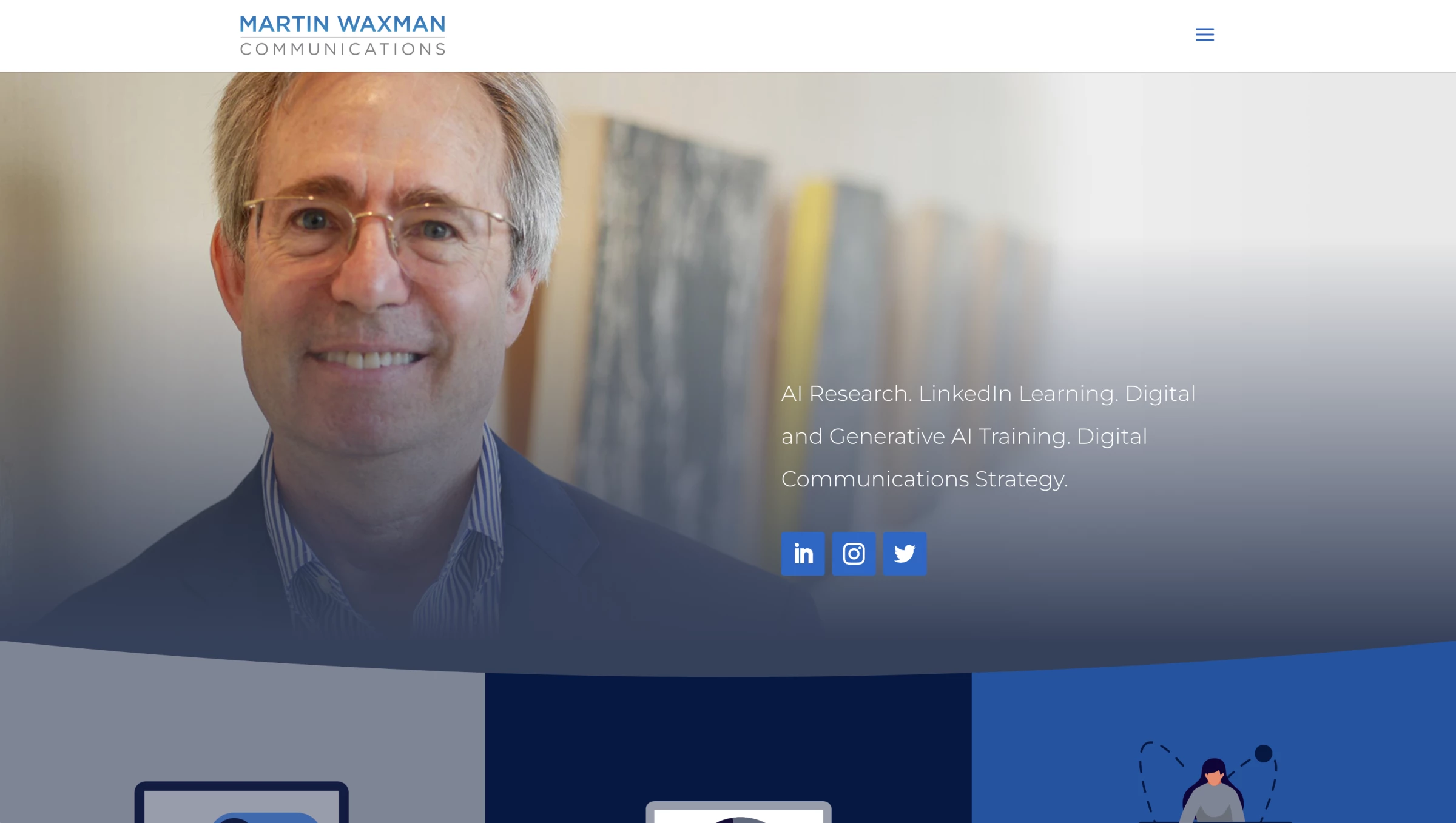 Martin Waxman's website landing page screenshot | Source: https://martinwaxman.com/