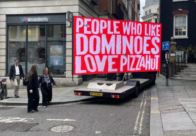 People who like dominoes love Pizza Hut Pizza Hut's ad truck