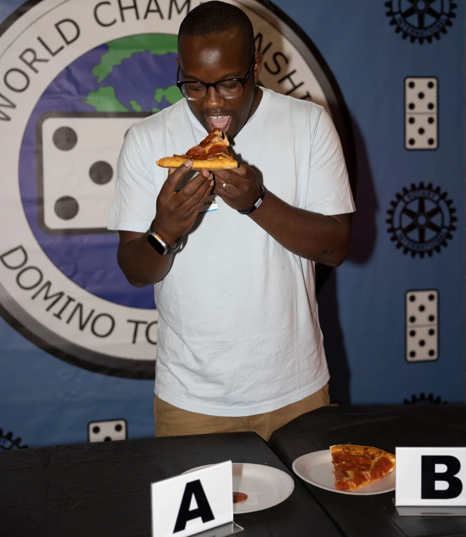 Man eating Pizza Hut