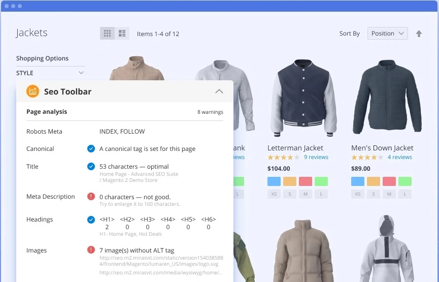 Magento SEO Toolkit by Amasty has a handy toolbar for monitoring SEO effectiveness Magento SEO Toolkit by Amasty has a handy toolbar for monitoring SEO effectiveness