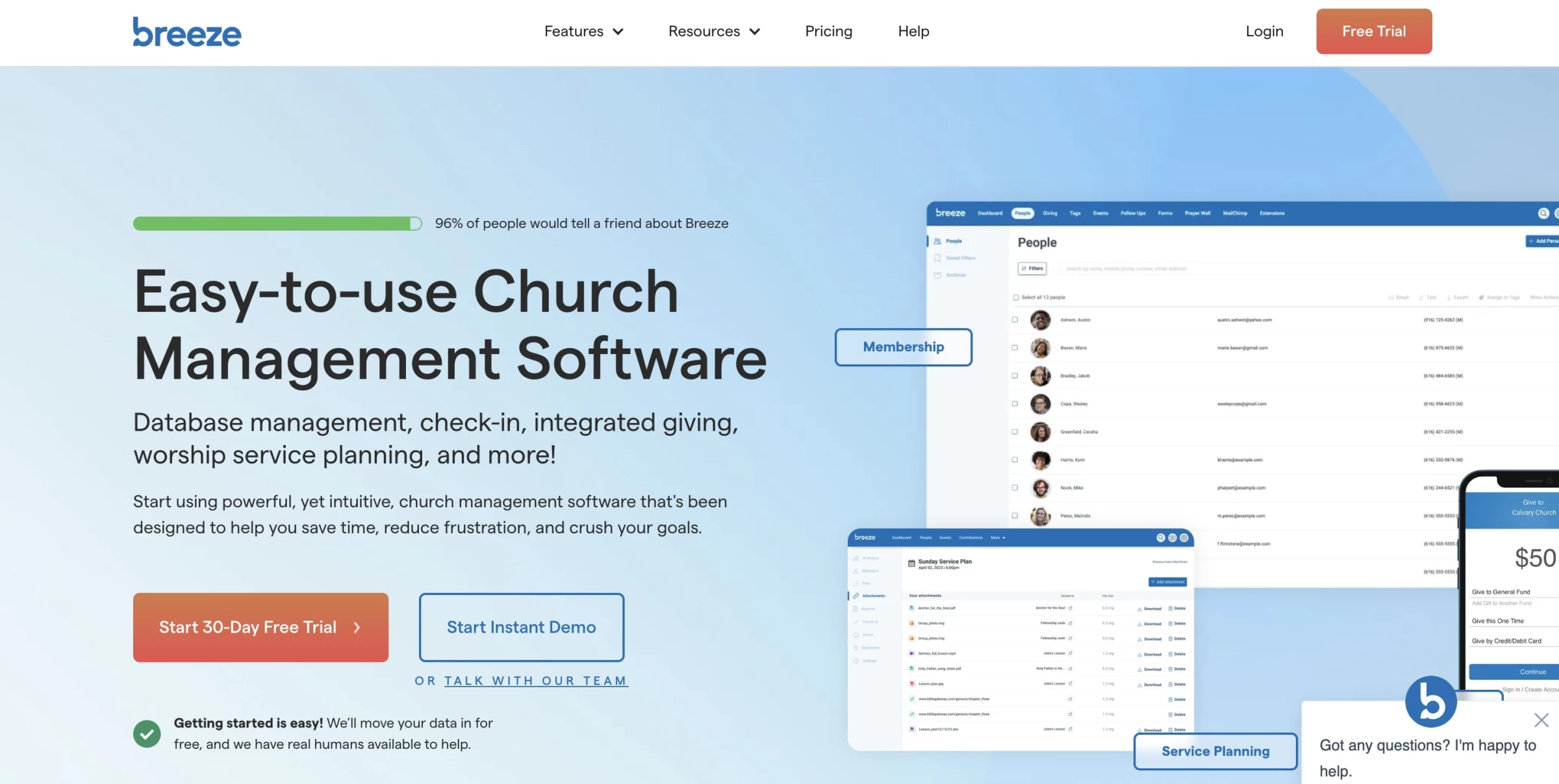 Breeze church management software